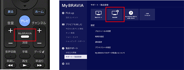 「サポート・製品登録」から「製品登録」ボタンを押してください