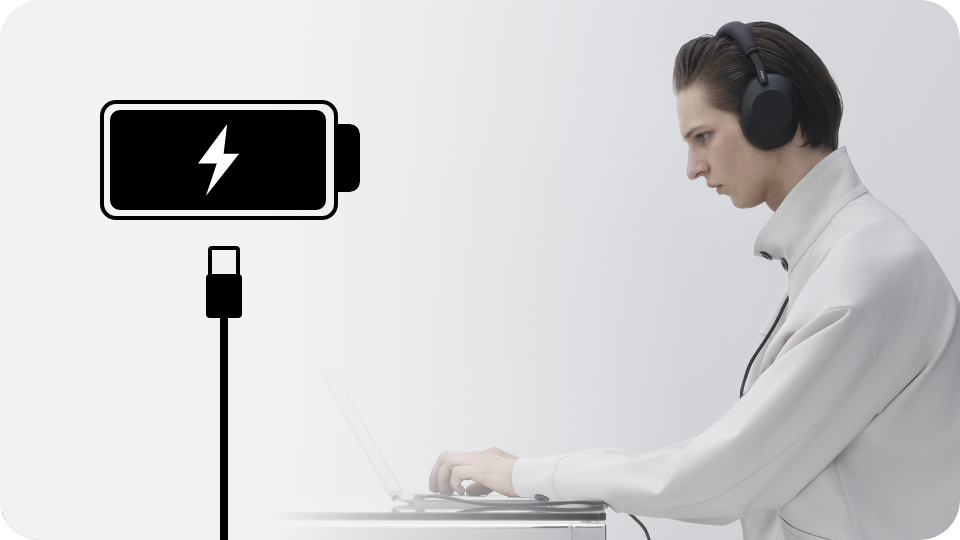 充電しながらのヘッドホン使用イメージ