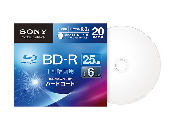 人気 ソニー ビデオ用1層ブルーレイディスク20枚入り (BD-RE /1層25GB/繰り返し録画/2倍速)：neronero 