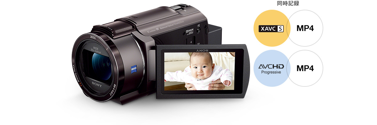 手ぶれ補正機能空間光学方式ソニー 4Kビデオカメラ FDR-AX45A ハンディカム