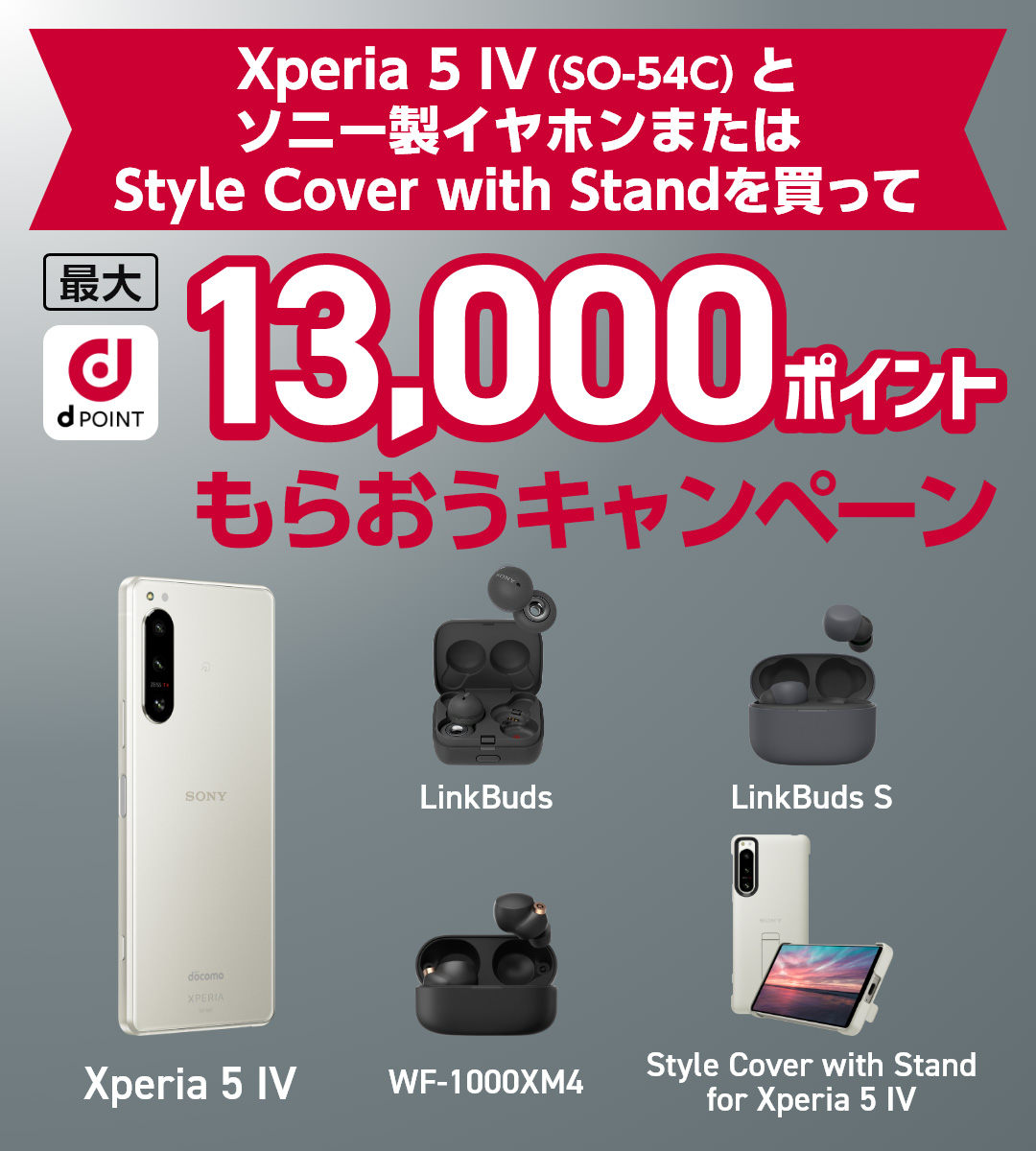 Xperia 5 IV (SO-54C)とソニー製イヤホンまたはStyle Cover with Stand