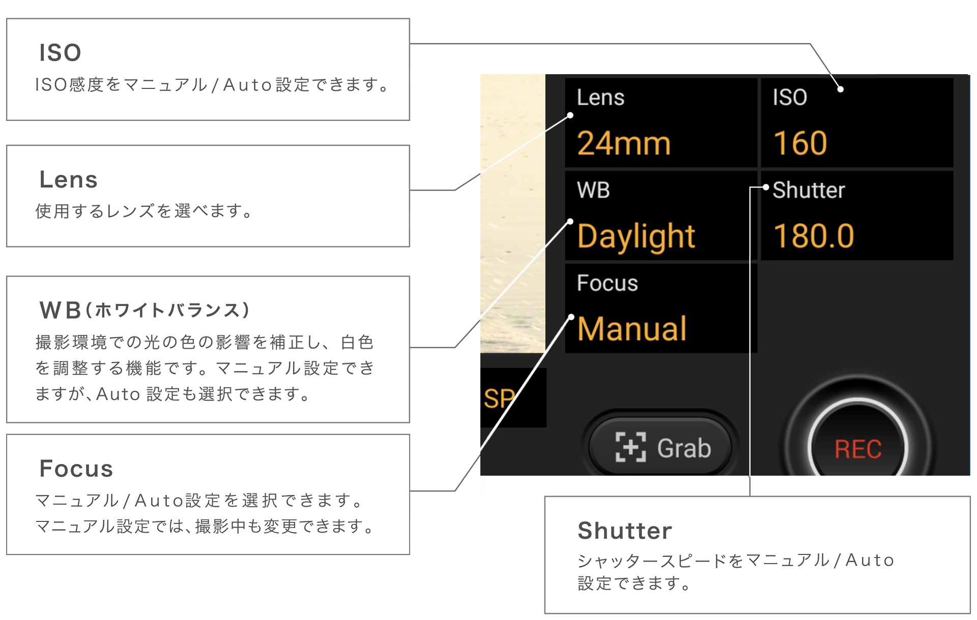 設定可能な項目