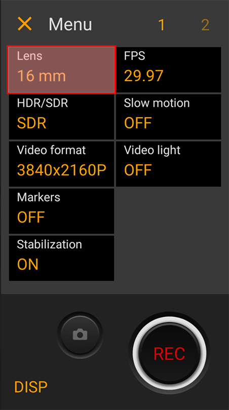 「Menu」をタップし、「Lens」を選択します。