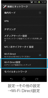 Wi-Fi Directの画面／アップデート前